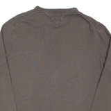 TOMMY HILFIGER Mens Jumper Brown V-Neck Tight Knit L
