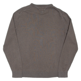 TOMMY HILFIGER Mens Jumper Brown V-Neck Tight Knit L