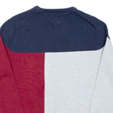 TOMMY HILFIGER Mens Patterned Jumper Maroon Tight Knit XS