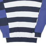 TOMMY HILFIGER Mens Patterned Jumper Blue Striped Tight Knit S