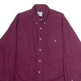 LEE Mens Plain Shirt Maroon 90s Long Sleeve L