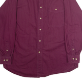 LEE Mens Plain Shirt Maroon 90s Long Sleeve L