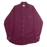 LEE Mens Plain Shirt Maroon 90s Long Sleeve L