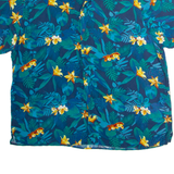 C&A Slim Fit Mens Hawaiian Shirt Blue Viscose Floral 2XL