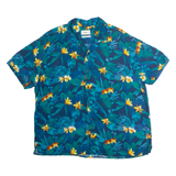 C&A Slim Fit Mens Hawaiian Shirt Blue Viscose Floral 2XL