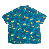 C&A Slim Fit Mens Hawaiian Shirt Blue Viscose Floral 2XL