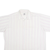DONNELLY Mens Shirt White 90s Striped 2XL