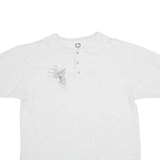 COTTON DELUXE Stag Mens T-Shirt Grey Button Neck L