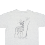 COTTON DELUXE Stag Mens T-Shirt Grey Button Neck L