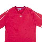 REEBOK Mens T-Shirt Red V-Neck L