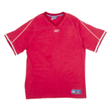 REEBOK Mens T-Shirt Red V-Neck L