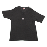 BASIC BY POMME Mens T-Shirt Grey Button Neck M