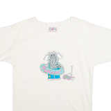 FURIOSO Cartoon Elephant Print Mens T-Shirt White S