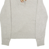 LAUREN RALPH LAUREN Womens Jumper Grey Roll Neck Chunky Knit L