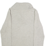 LAUREN RALPH LAUREN Womens Jumper Grey Roll Neck Chunky Knit L