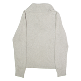 LAUREN RALPH LAUREN Womens Jumper Grey Roll Neck Chunky Knit L