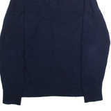 TOMMY HILFIGER Womens Jumper Blue V-Neck Tight Knit L