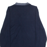 TOMMY HILFIGER Womens Jumper Blue V-Neck Tight Knit L