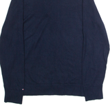 TOMMY HILFIGER Womens Jumper Blue V-Neck Tight Knit L