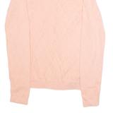 TOMMY HILFIGER Womens Patterned Cardigan Pink Diamond Crew Neck Tight Knit S