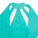 MODA Womens Patterned Jumper Green Striped 1/4 Zip 90s M