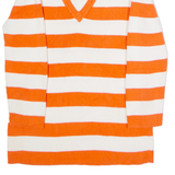 LAUREN RALPH LAUREN Womens Patterned Jumper Orange Striped V-Neck Tight Knit M