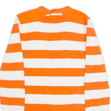 LAUREN RALPH LAUREN Womens Patterned Jumper Orange Striped V-Neck Tight Knit M