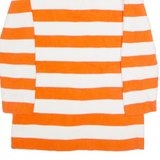 LAUREN RALPH LAUREN Womens Patterned Jumper Orange Striped V-Neck Tight Knit M