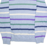 TOMMY HILFIGER Mens Patterned Jumper Blue Striped V-Neck Tight Knit L