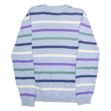 TOMMY HILFIGER Mens Patterned Jumper Blue Striped V-Neck Tight Knit L