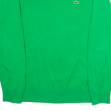 LACOSTE Mens Jumper Green V-Neck Tight Knit M