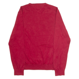 TOMMY HILFIGER Mens Jumper Red Crew Neck Tight Knit L