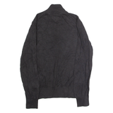 TOMMY HILFIGER Mens Jumper Black 1/4 Zip Tight Knit L