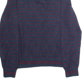 NAUTICA Mens Patterned Jumper Blue Striped V-Neck Chunky Knit M