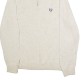 CHAPS Mens Jumper Beige 1/4 Zip Tight Knit M