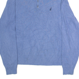NAUTICA Mens Jumper Blue 1/4 Zip Tight Knit L