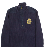 LAUREN RALPH LAUREN Petite Womens Jumper Blue 1/4 Zip Chunky Knit L