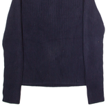 LAUREN RALPH LAUREN Petite Womens Jumper Blue 1/4 Zip Chunky Knit L