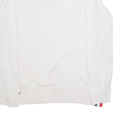 TOMMY HILFIGER Womens Jumper White Crew Neck Cable Knit L