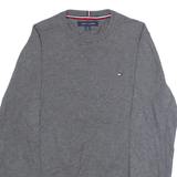 TOMMY HILFIGER Mens Jumper Grey Crew Neck Tight Knit S