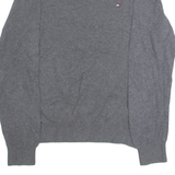 TOMMY HILFIGER Mens Jumper Grey Crew Neck Tight Knit S
