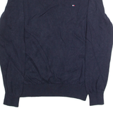 TOMMY HILFIGER Mens Jumper Blue V-Neck Tight Knit L