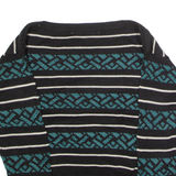 WEATHERVANE Womens Patterned Jumper Black Striped Crew Neck 90s L