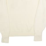 TUNDRA Mens Jumper Cream V-Neck 90s Tight Knit Wool XL