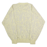 PERRONE MODA Mens Patterned Jumper Yellow Crazy Pattern Crew Neck 90s M