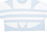 ADIDAS Cropped Womens T-Shirt Blue UK 18