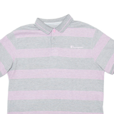 CHAMPION Mens Polo Shirt Grey Striped L