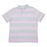 CHAMPION Mens Polo Shirt Grey Striped L