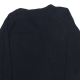 REEBOK Womens T-Shirt Black 3/4 Sleeve Button Neck UK 14
