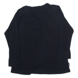 REEBOK Womens T-Shirt Black 3/4 Sleeve Button Neck UK 14